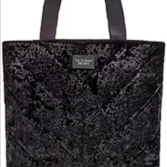 NWOT Victoria’s Secret Black Velvet Tote - Picture 2 of 2